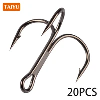 taiyu 20pcslot 1 2 4 6 8 fishing hook high carbon steel treble fishhook for bass trout lure fishing hooks accessories