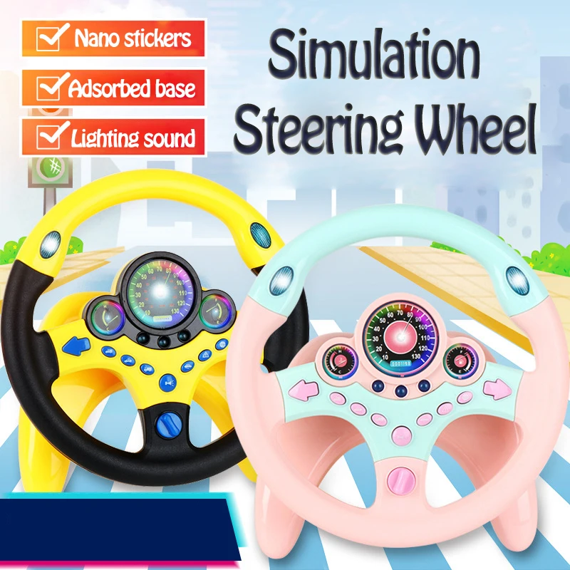 Simulation Eletric Steering Wheel Sound Toy with Light Stroller Baby Kids Musical Educational Copilot Steering Wheel Vocal Toys