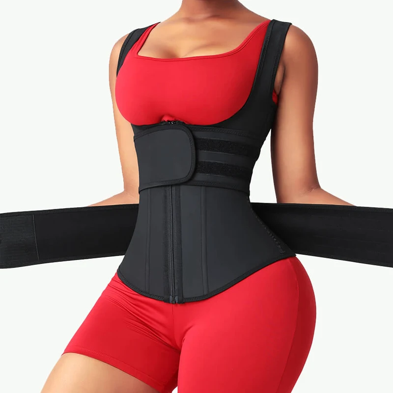 Latex Waist Trainer Vest Snatched Corset Women Double Strap Body Shaper 2 Belt Waist Cincher Shapewear Slimming Band Enhancer