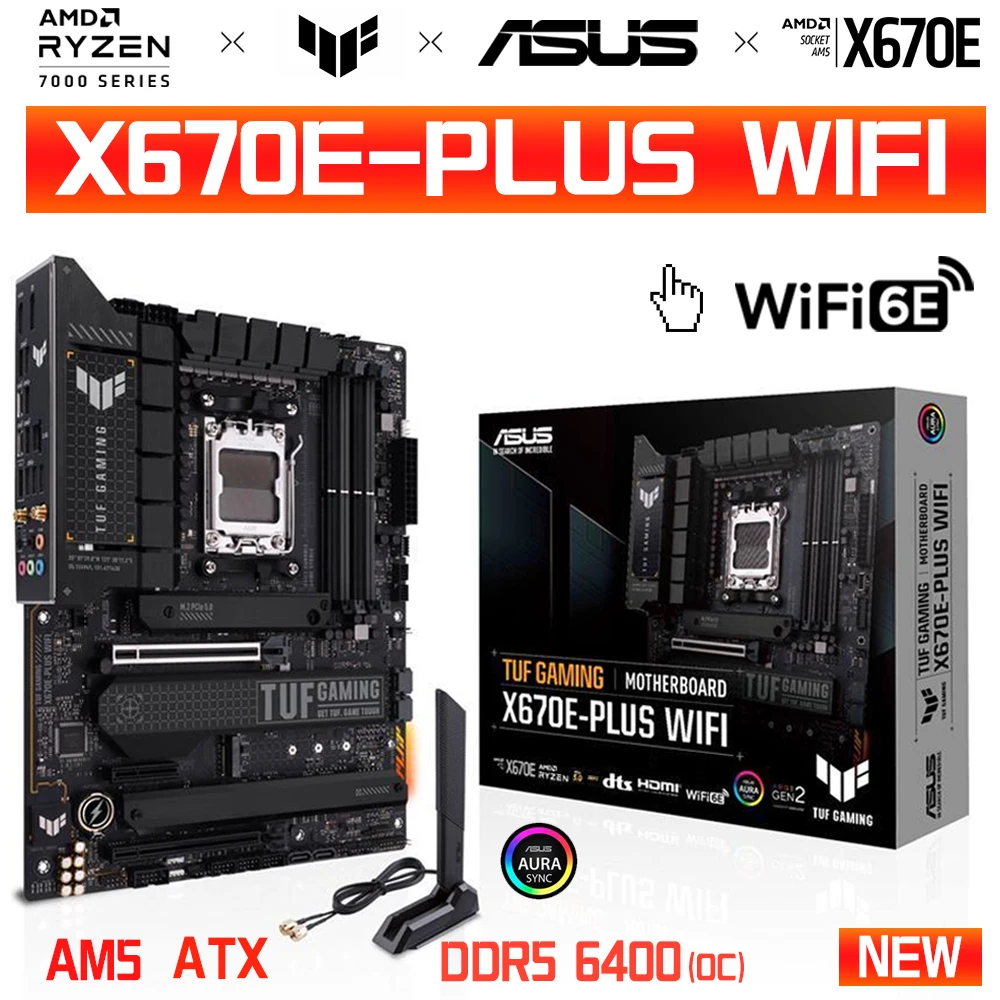 

ASUS TUF GAMING X670E-PLUS WIFI DDR5 Motherboard AM5 Socket 128G 6400+OC New ATX Gaming Mainboard WI-FI 6E PCIe 5.0 AMD Ryzen