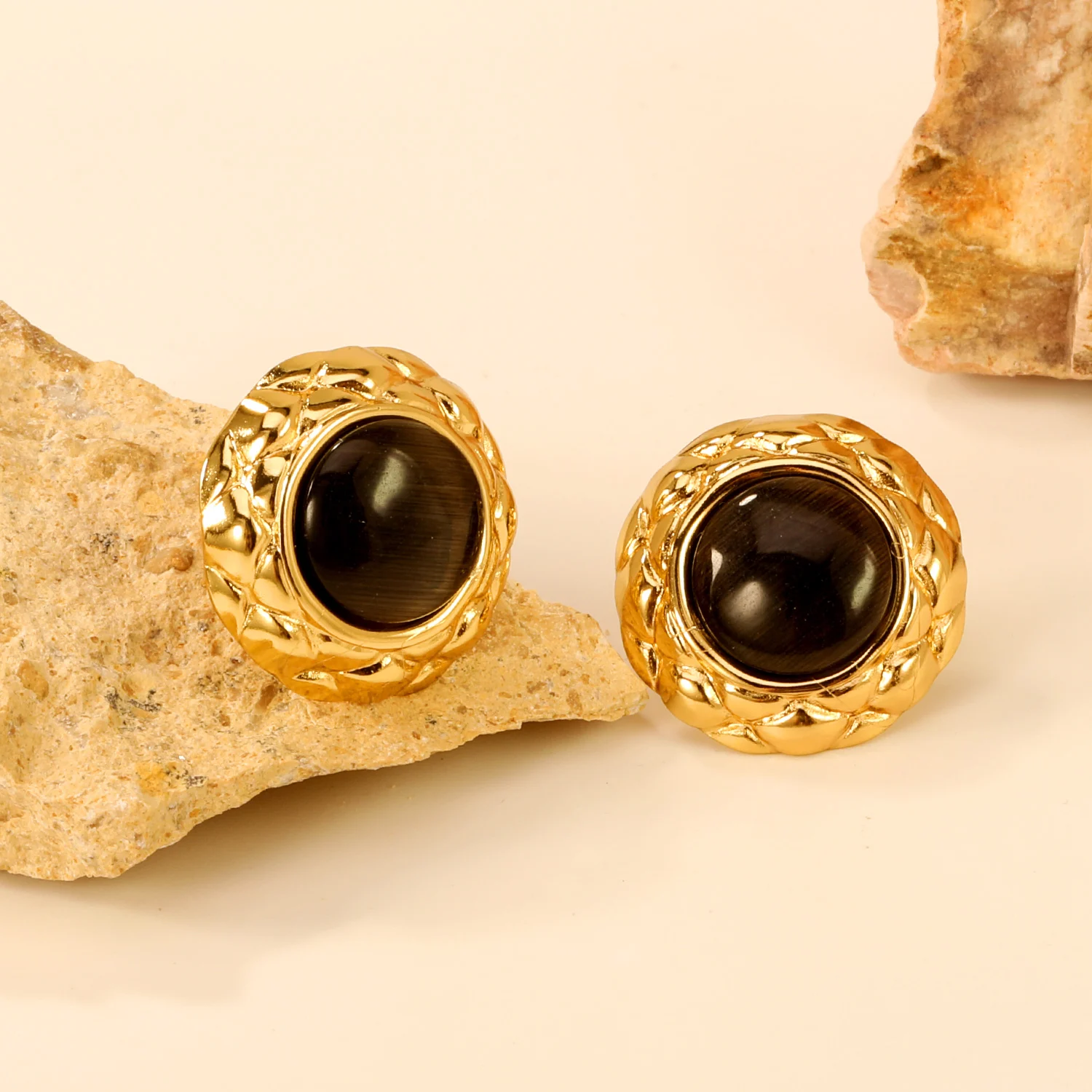 LUXUKISSKIDS винтажные круглые серьги с опалом роскошные сплюснутые серьги-гвоздики