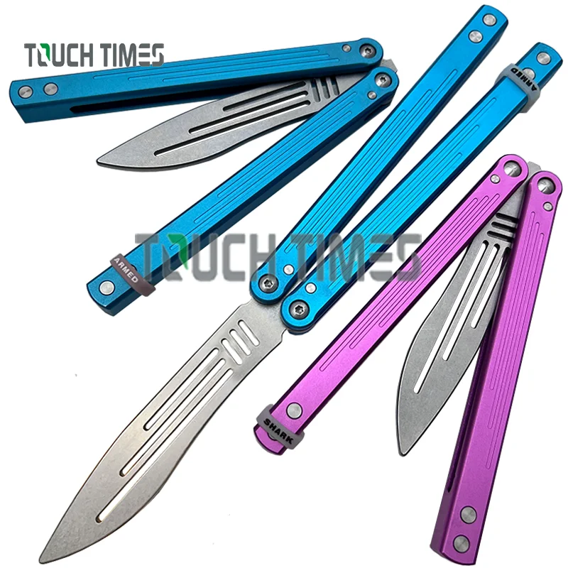 Zephyr V2 Clone ARMED  SHARK Balisong Trainer Butterfly Knife Aluminum Handle Bushings System Flipping Trainer Outdoor Safe EDC