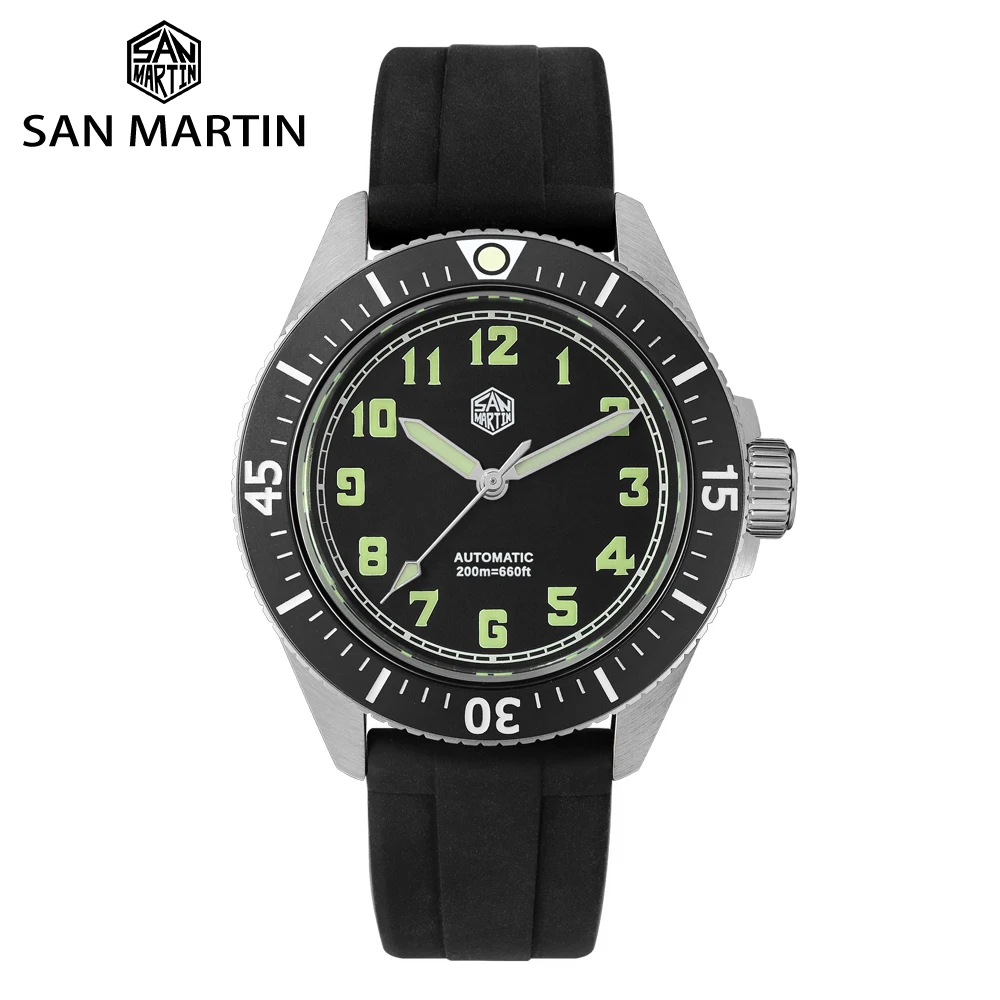 

San Martin Design 40mm Diver Men Watch NH35 Sport Retro Style Sapphire Glass Automatic Mechanical Watches Waterproof 20Bar BGW-9