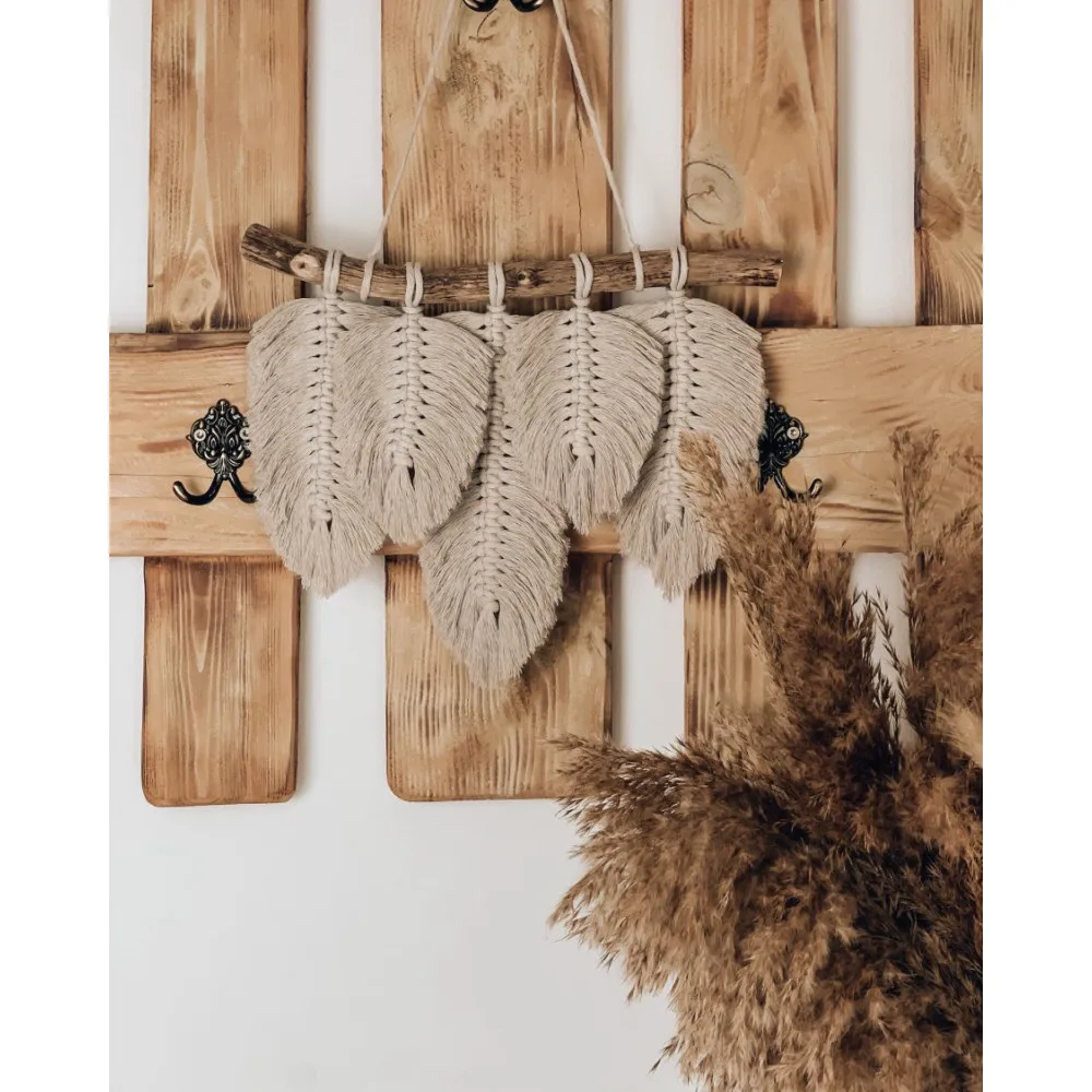 

Macrame Decorative Leaf Wall Ornament Living Room Decor, Balcony Accessory