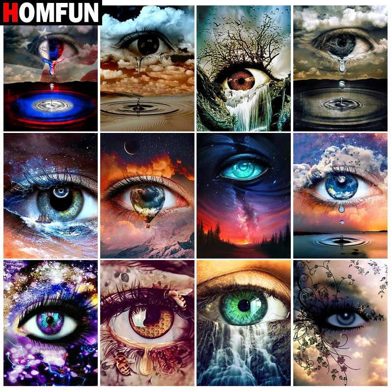 

Алмазная живопись HOMFUN «глаза и пейзаж», вышивка из смолы, 5D, для творчества, ручная работа, вышивка крестиком, подарок