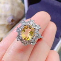 fine jewelry 925 sterling silver natural citrine gemstone womens ring birthday party lover girl marry gift commemorate got new