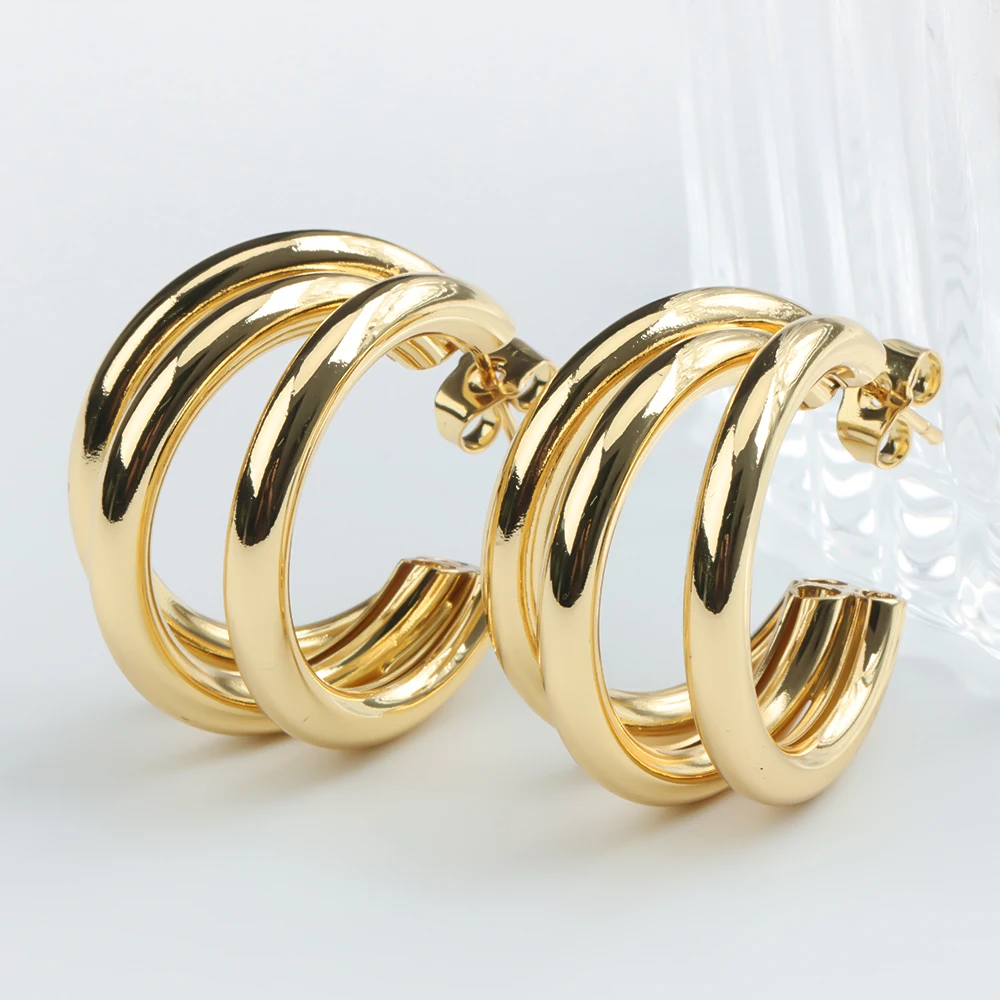 

Hoop Earrings Jewelry for Women Gold Plated Stud Earrings Weddings Design Ear Jewelry for Bride Ladies Elegant Accessories