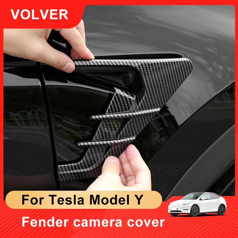 

2pcs Car Side Wing Panel Cover Spoiler Dust Protective Cover Camera Flanks For Tesla Model Y Decoration Sticker Car Accessories