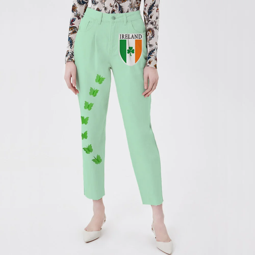 

Ireland Saint Patrick's Day Y2k Women’s Fashion Straight Casual Pants Streetwear Trousers Female Fashion Girl Festival Clothing