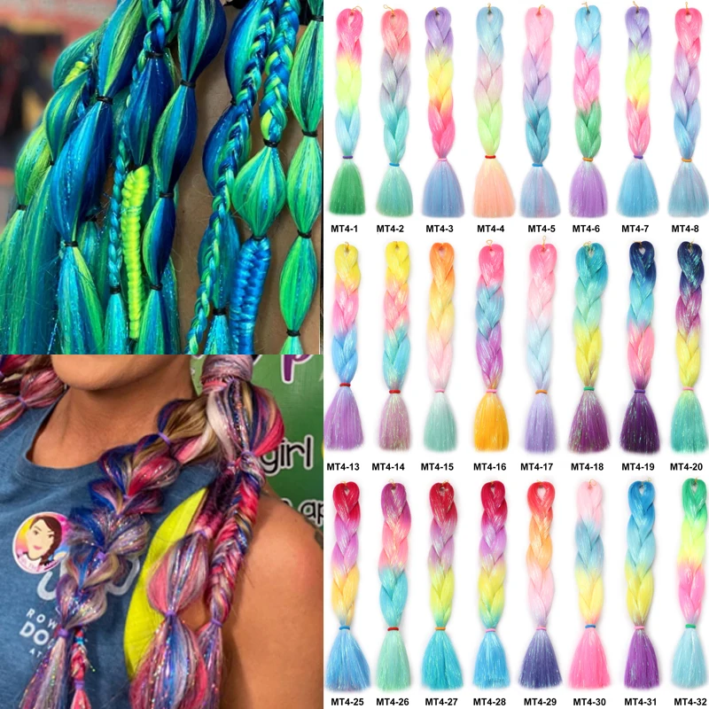 Synthetic Jumbo Braiding Mixed Tinsel Hair