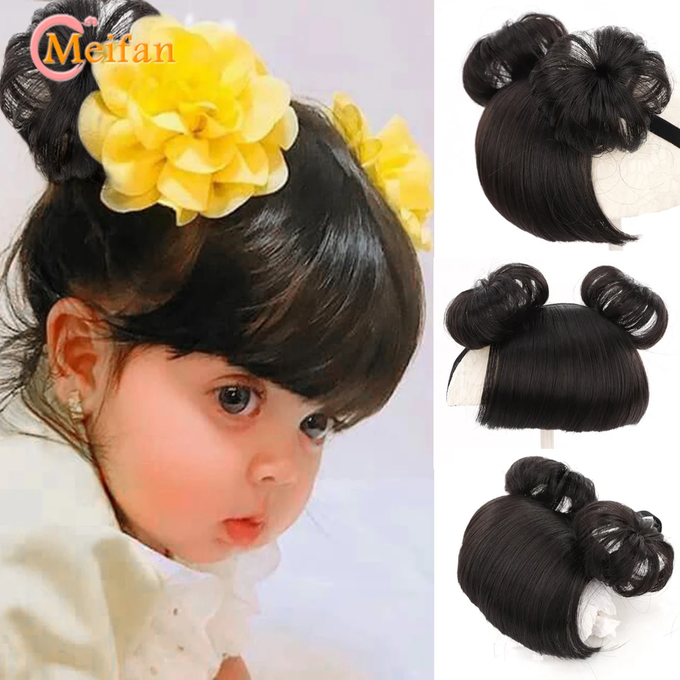 MEIFAN Girl Baby Children's Fake Bangs Wig with Rubber Hairband Bangs Chignons Daily Wear Bangs Cosplay Hairpieces Accessories