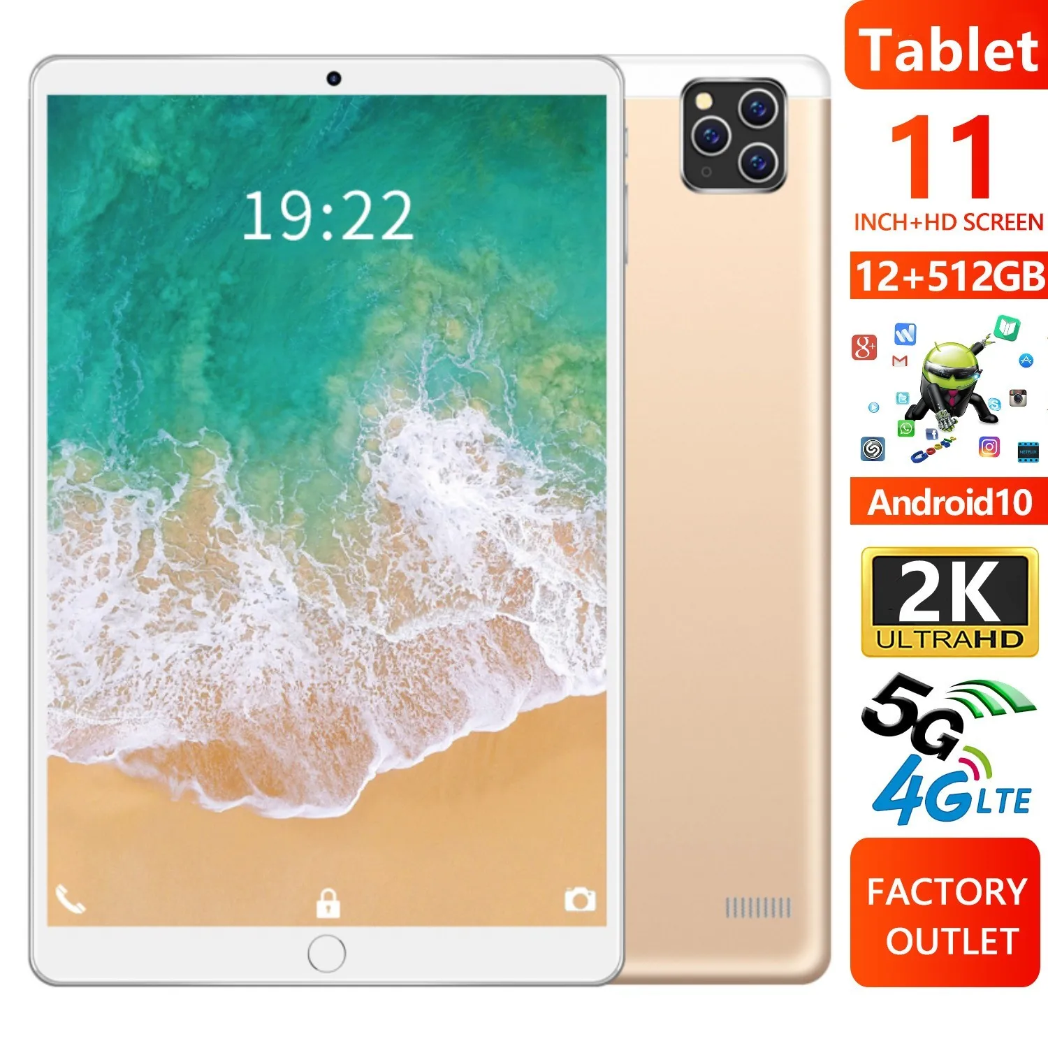 

Планшет на Android 10, 11 дюймов, 12 + 512 ГБ, GPS, Bluetooth