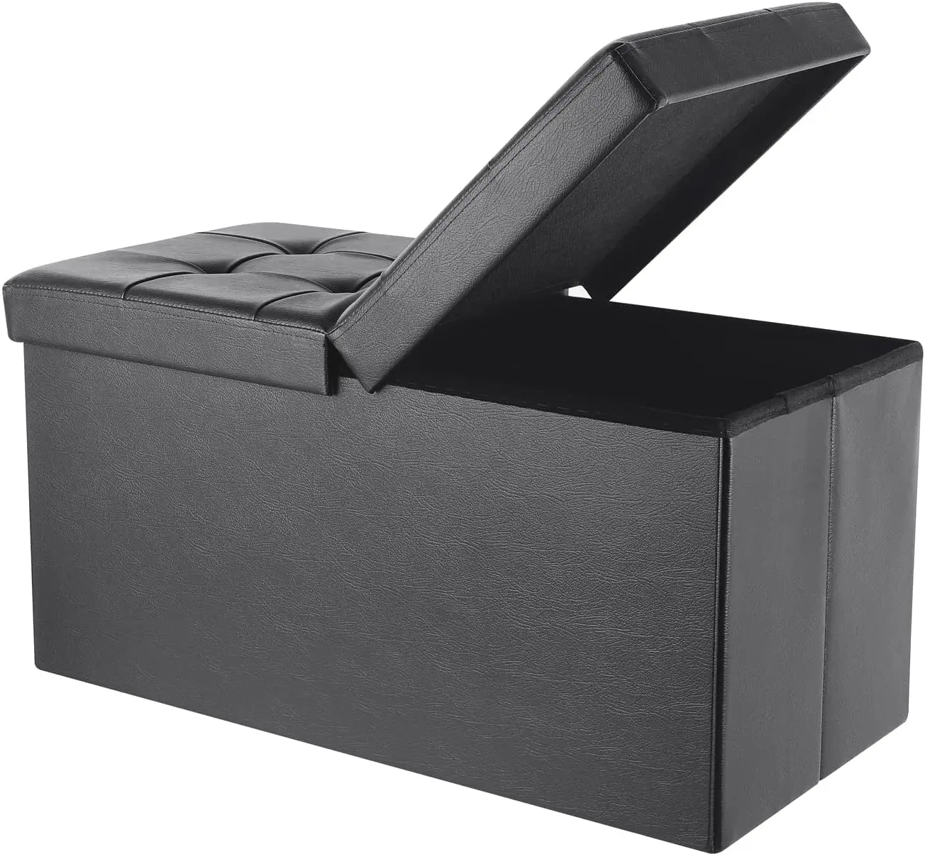 

Homfa Folding Ottoman Bench with Storage 30 Inches, Footrest Soft Padded Seat Storage Chest Gray/Brown 15"D x 30"W x 15"H