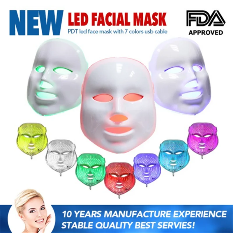 

7 Colors LED Facial Mask Photon Therapy Face Whitening Anti-Acne Wrinkle Removal Skin Rejuvenation Face Skin Care Beauty Tools