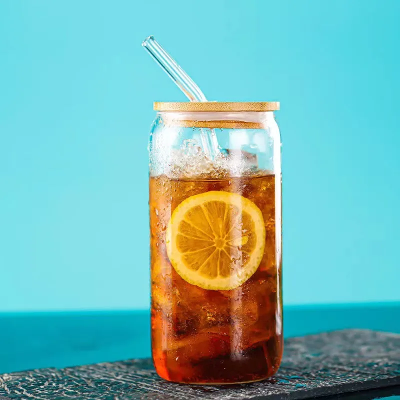 

400ml Glass Cup With Lid and Straw Transparent Bubble Tea Cup Juice Glass Beer Can Milk Mocha Cups Breakfast Mug Drinkware