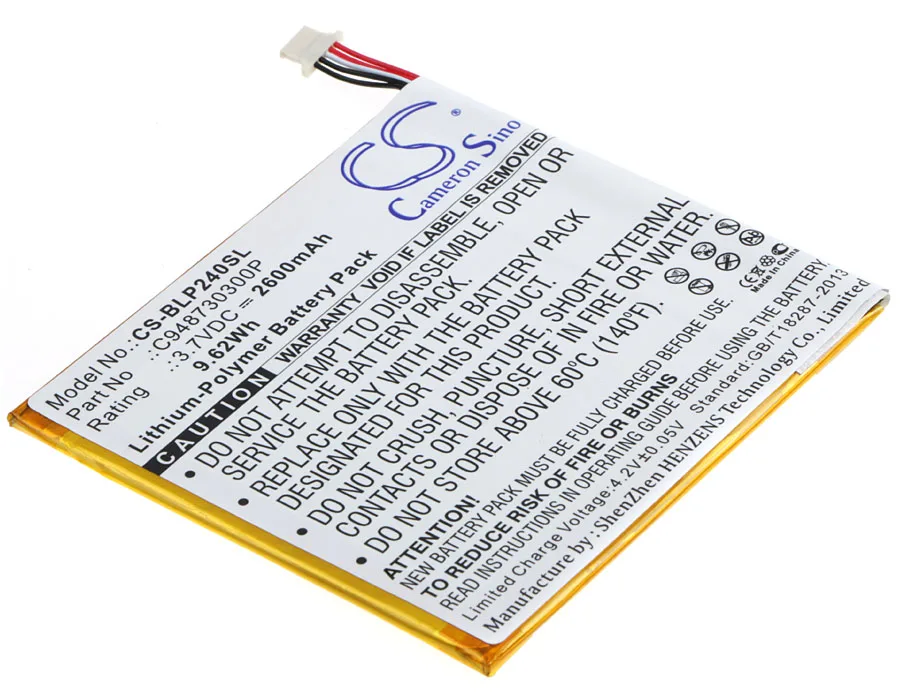 Аккумулятор для BLU BT-E003 P240u TouchBook G7 7 0 дюйма 3G 3.7VV |