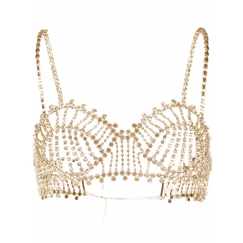 Модное женское нижнее белье с кристаллами ажурная нагрудная цепочка для тела