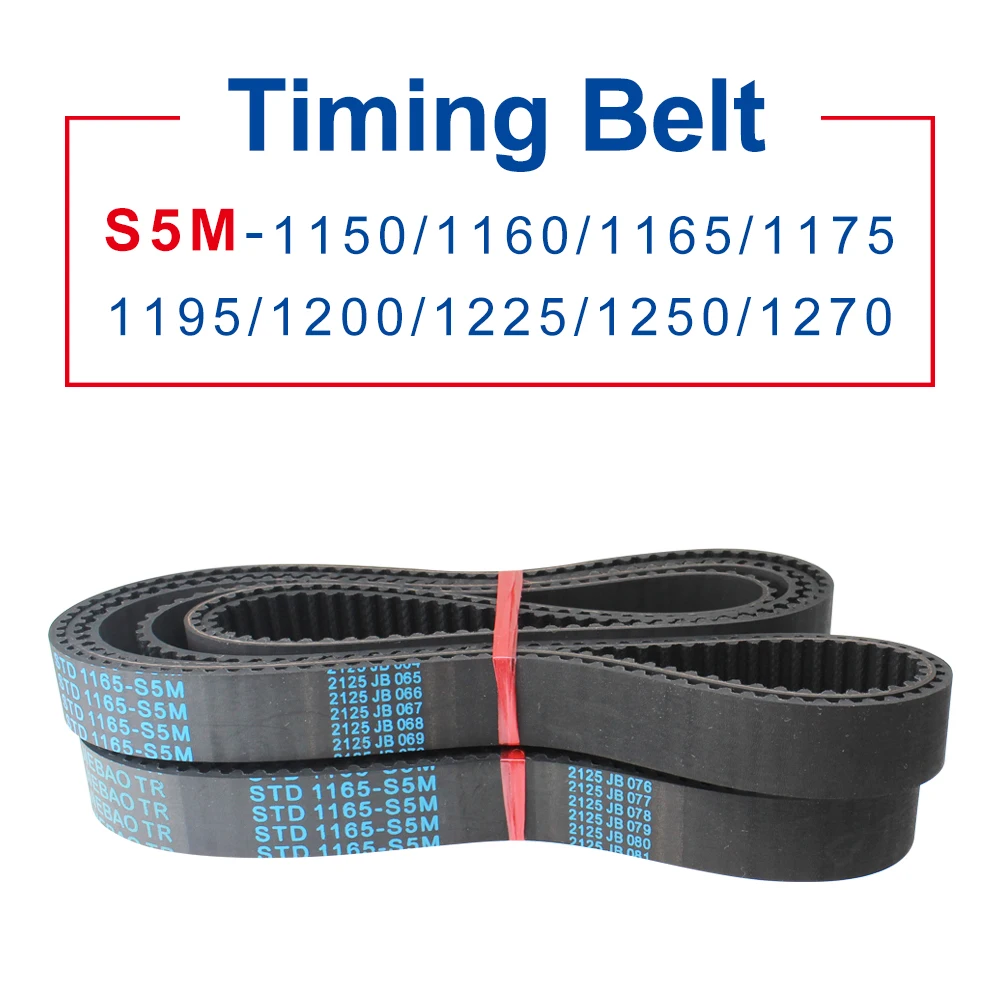 

Pulley Belt S5M-1150/1160/1165/1175/1195/1200/1225/1250/1270 Teeth Pitch 5 mm Rubber Belt Width 10/15/20/25/30mm For 5M Pulley