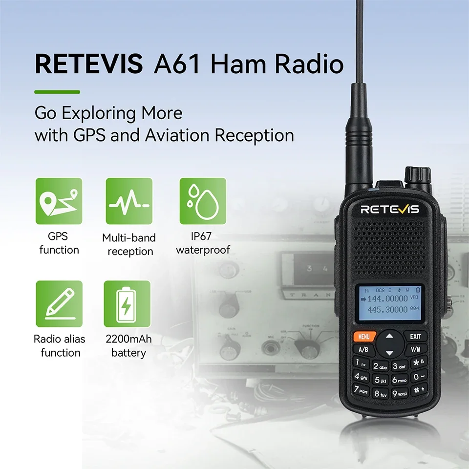 Retevis рация A61 GPS 5Вт радиоприемник FM AM Авиация Прием ...
