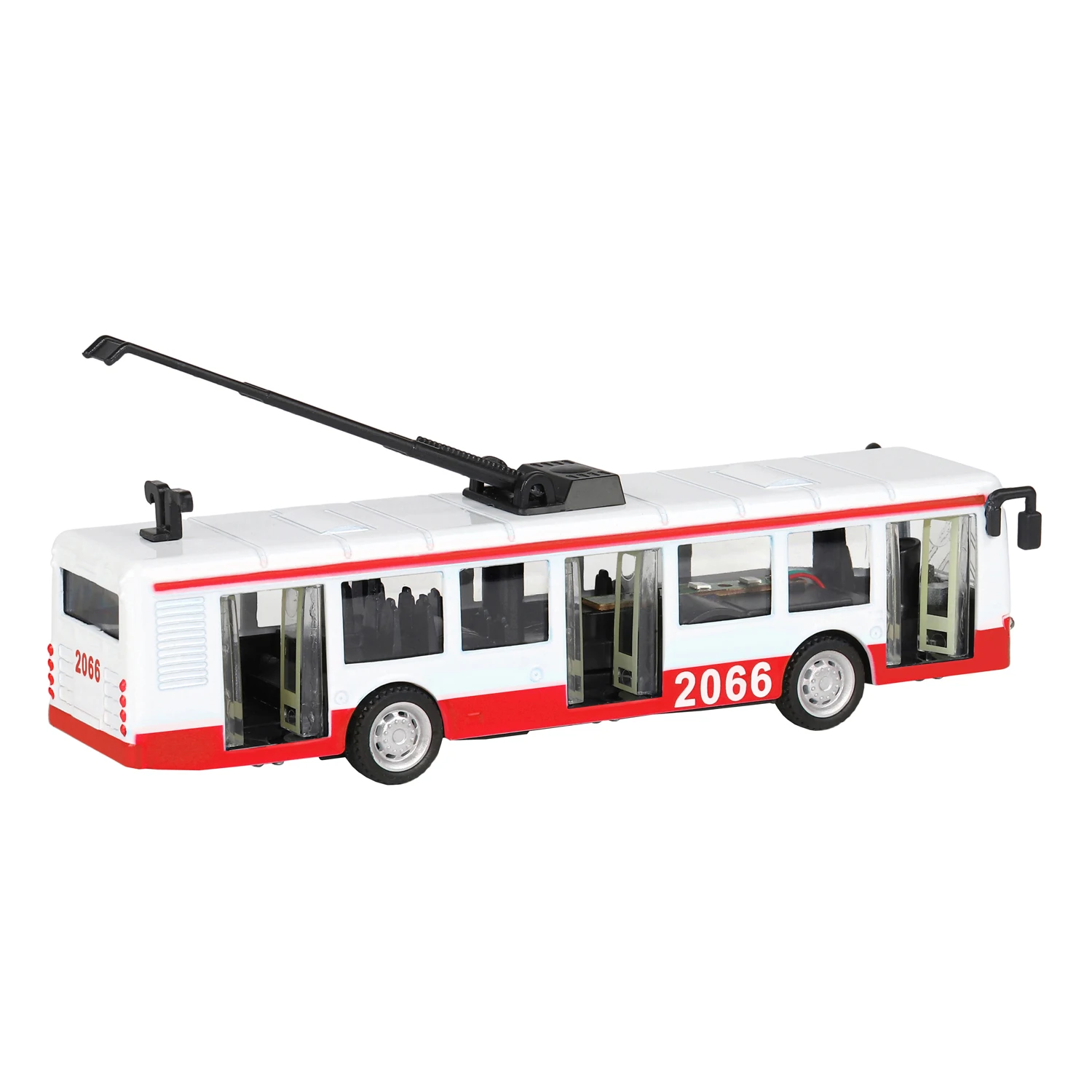 Троллейбус Автопанорама 1/90 бело-красный инерционный