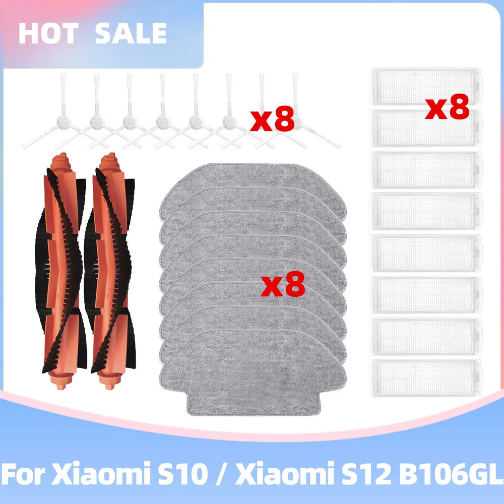 Compatibile Con Parti Di Ricambio Per Il Robot Aspirapolvere Xiaomi S10, Xiaomi S12 B106Gl - Spazzola Principale, Spazzola Laterale, Filtro Hepa, Pann