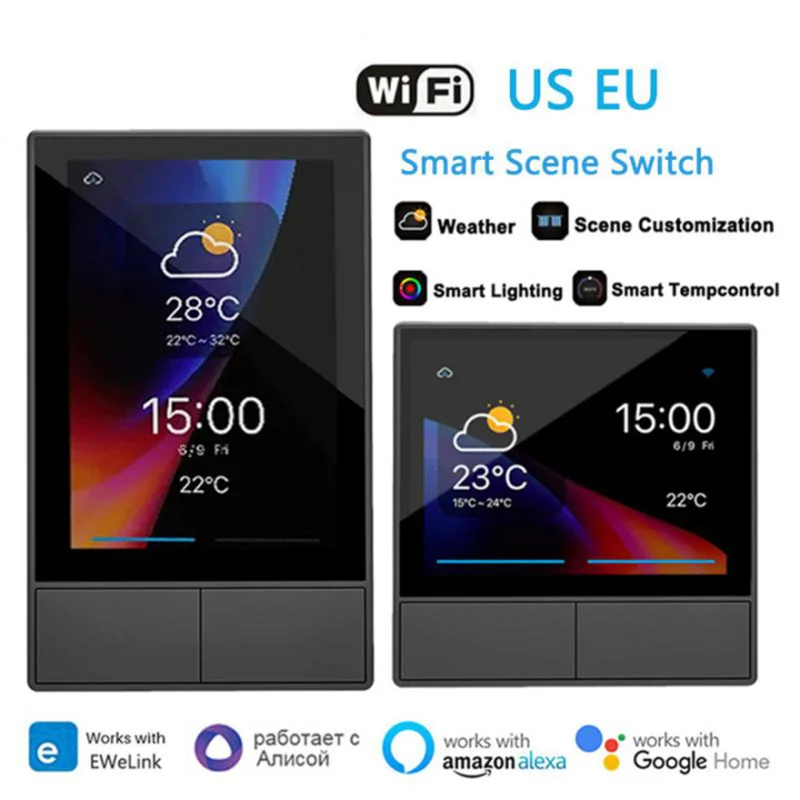 Kup Przełącznik Do Montażu ściennego Smart Touch Ue/US WiFi Inteligentny Przełącznik Do Alexa Google Home Sterowanie Głosem Wyświetlacz Termostatu Akcesoria Domowe