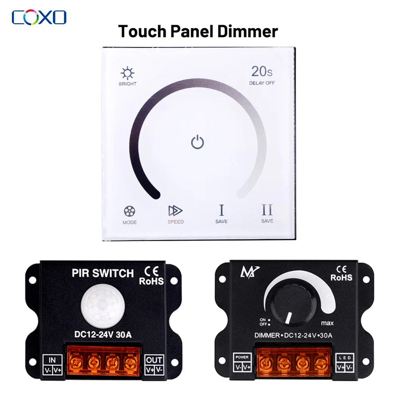 DC12V-24V LED Dimmer Switch Touch Panel Control Controller Adjustable Voltage Regulator For LED Strip Lights Lighting