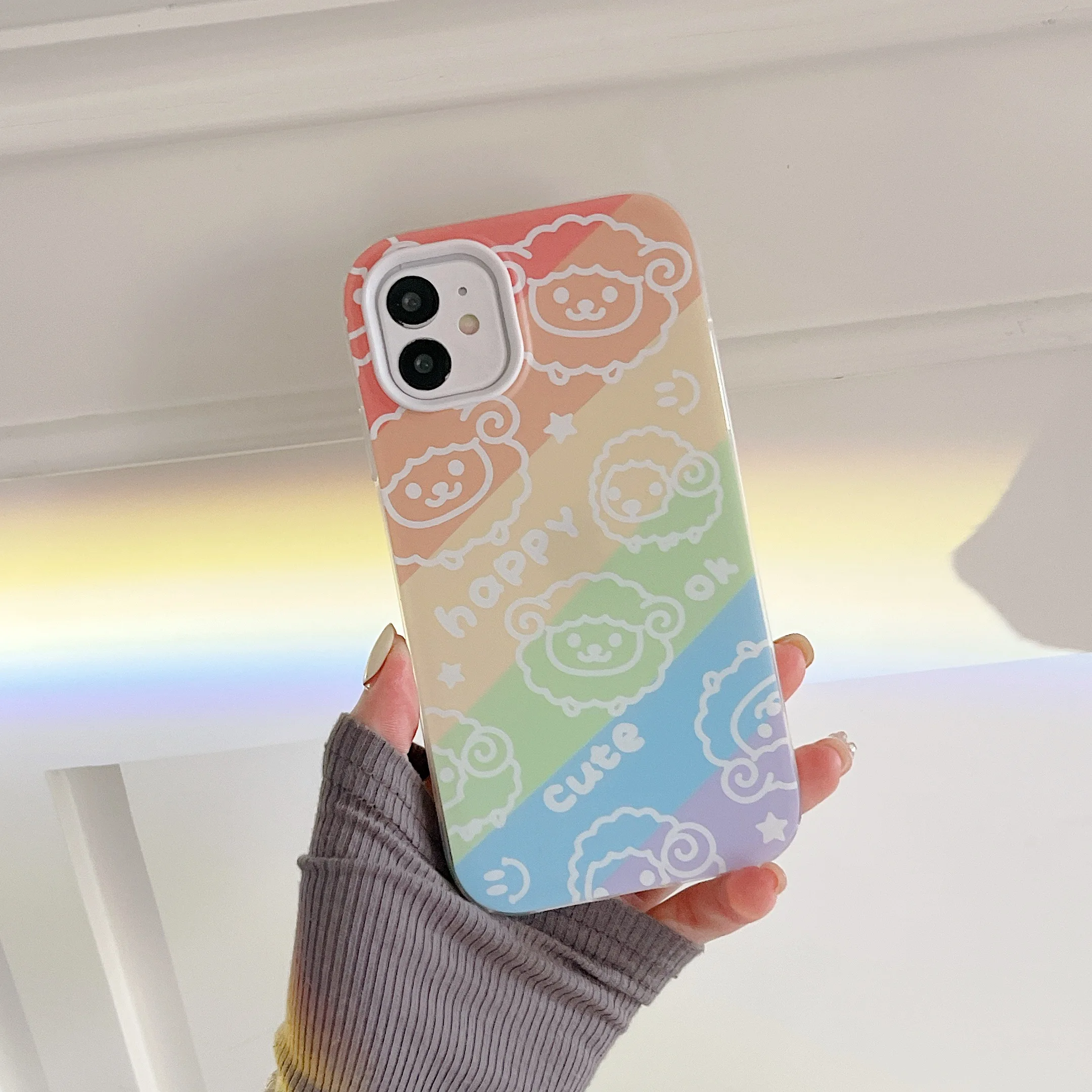 3 in 1 Cute Sheep Silicone Case For iPhone 13 12 11 Pro Max чехол на айфон 11 Cartoon Silicone Cover iPhone 8 Funda iPhone XR