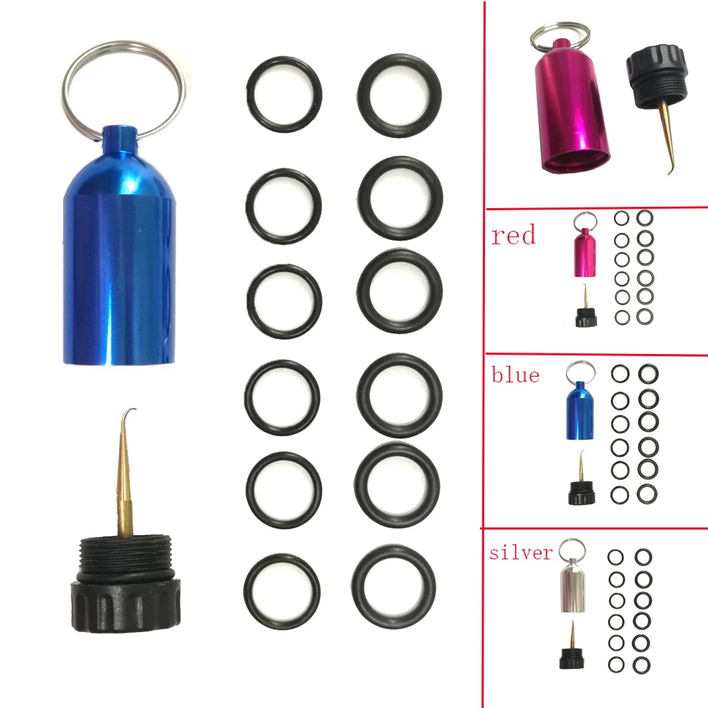 

Mini Aluminum Scuba Diving Tank with 12 O Rings Brass Pick Dive Key Chain Diving Repair Kit