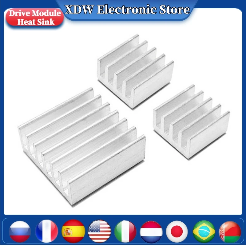 

3d Printer Accessories Aluminum Heatsink Silver With Thermal Conductive Tape10pcs