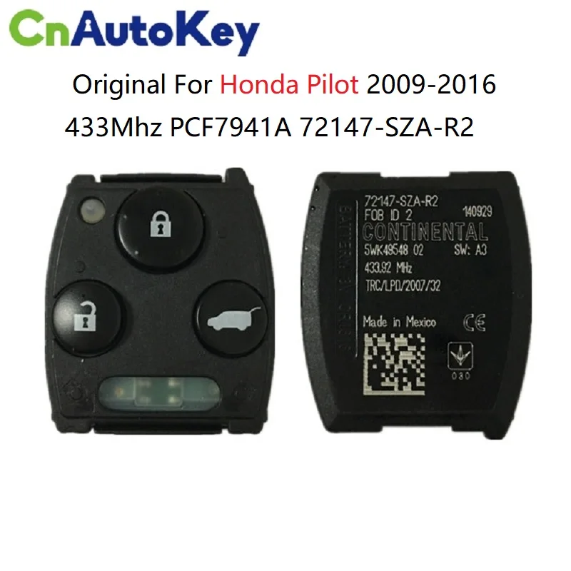 

CN003114 Original For Honda Pilot 2009-2016 3 Botones 433Mhz PCF7941A FCC 72147-SZA-R2