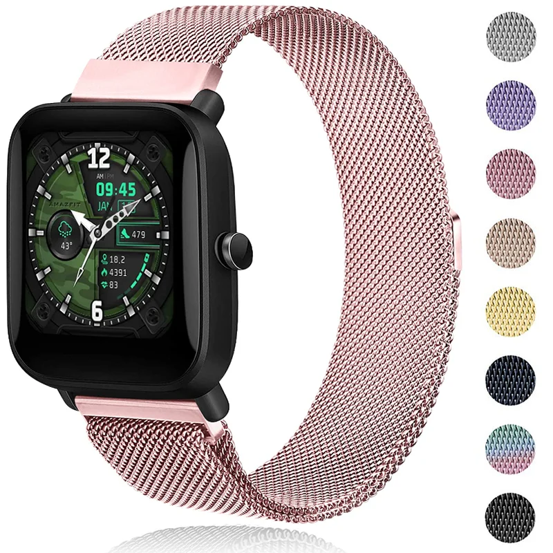 

Металлические ремешки для Amazfit GTS 4/3/2e/2 Mini ремешок Bip 22 мм, браслет «Миланская петля» из нержавеющей стали для amazfit GTR 2/3/4/Pro 42 47 мм