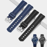 rubber strap curved end for omega seamaster 300 20mm 22mm waterproof diving stainless steel buckle men replacement watch band
