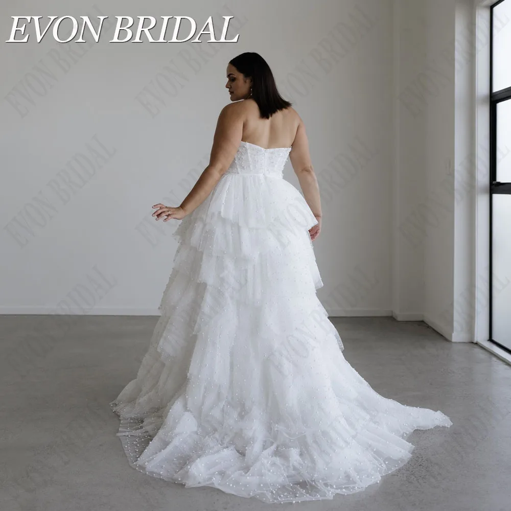 Женское свадебное платье без бретелек EVON ТРАПЕЦИЕВИДНОЕ фатиновое Многоярусное