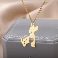 lovely walking dog necklace for women girls stainless steel kitten smile pendant choker fashion jewelry trend gift 2022