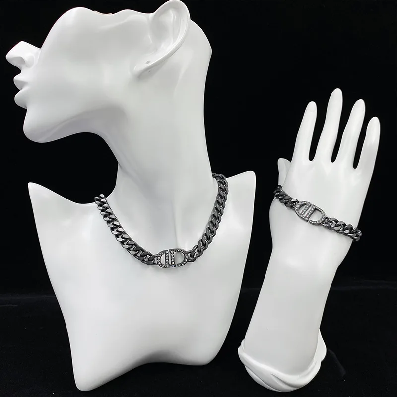 В стиле копии 1:1 Dior CD Браслет в кубинском D Versacemily массивная цепочка-ошейник с