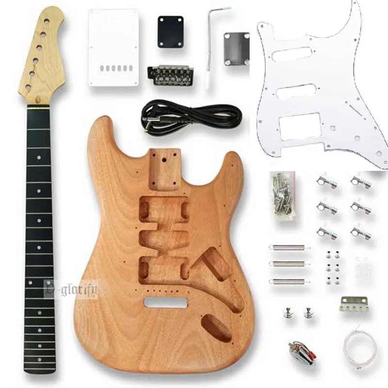 

DIY ST Style Electric Guitar Kit Basswood Body Maple Neck Fingerboard 21 Fret