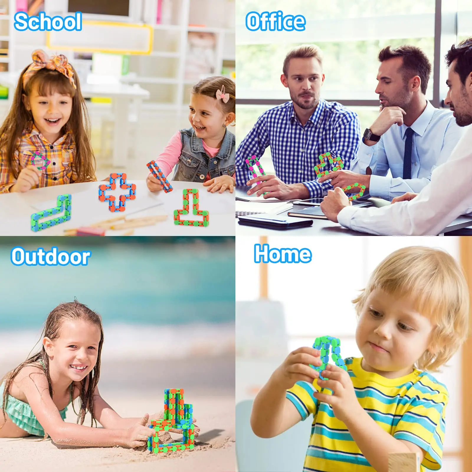 20 Пакет Змеиные Головоломки Классическая Сенсорная Игрушка Безумные Дорожки Щелкнуть и Соединить Фигетовые Игрушки Для Разряда Напряжения Детей Аутизм