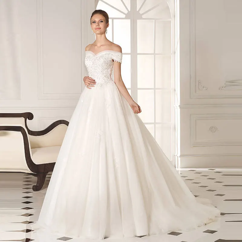 

Challoner Exquisuit Appliques Wedding Dresses For Women A-Line Sleeveless Vestido De Novia Floor Length Bridal Gown Custom Made