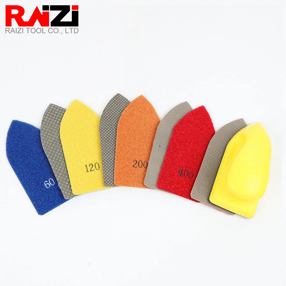 

Raizi Diamond Hand Polishing Pads with Foam Backer For Granite Marble Stone Grit 60-400 Sanding Sheet