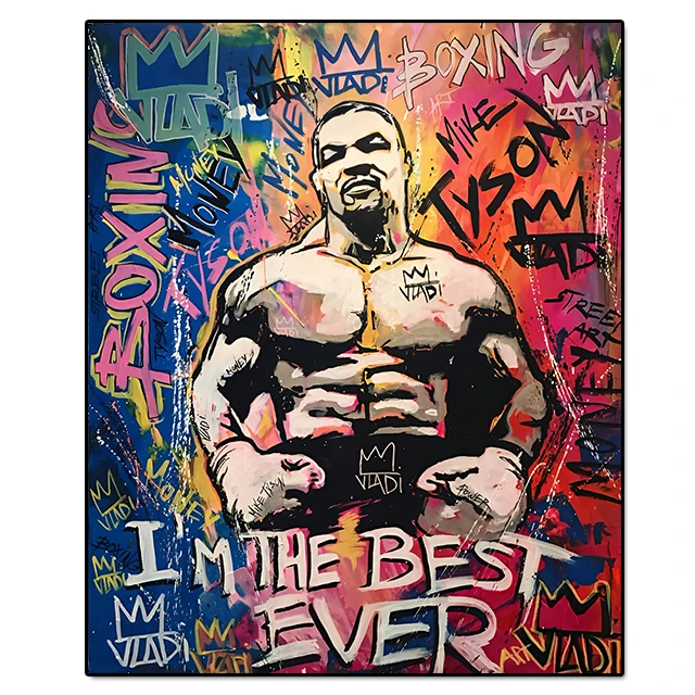 Плакаты-боксеры с граффити Майк Тайсон боксерский Чемпион поп-арт Картина  на холсте я лучший когда-либо мотивационный Настенный декор художественная  картина | AliExpress