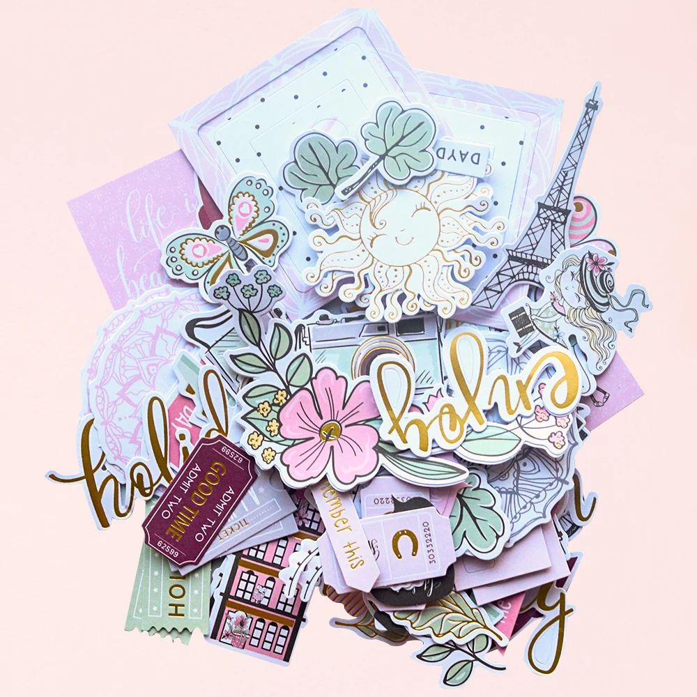 

Creative Path 134pcs Paper Diecuts Ephemera Shapes Embellishments Foil Design Craft Scrapbooking Cardmaking Journal Decoration