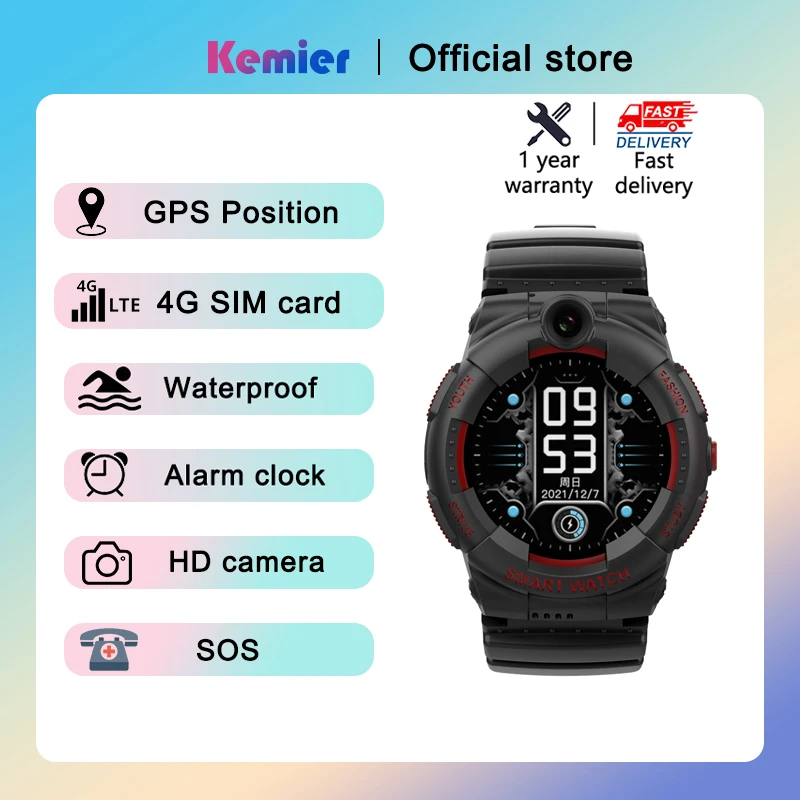 

Kemier 4G Mother Child Watch WIFI Location History Movement Tracking Voice Call SOS Long Battery Life Children's Smart Watch