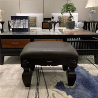 CH retro cross flower solid wood changing shoe stool small chair small stool low stool backrest chair stool sofa stool