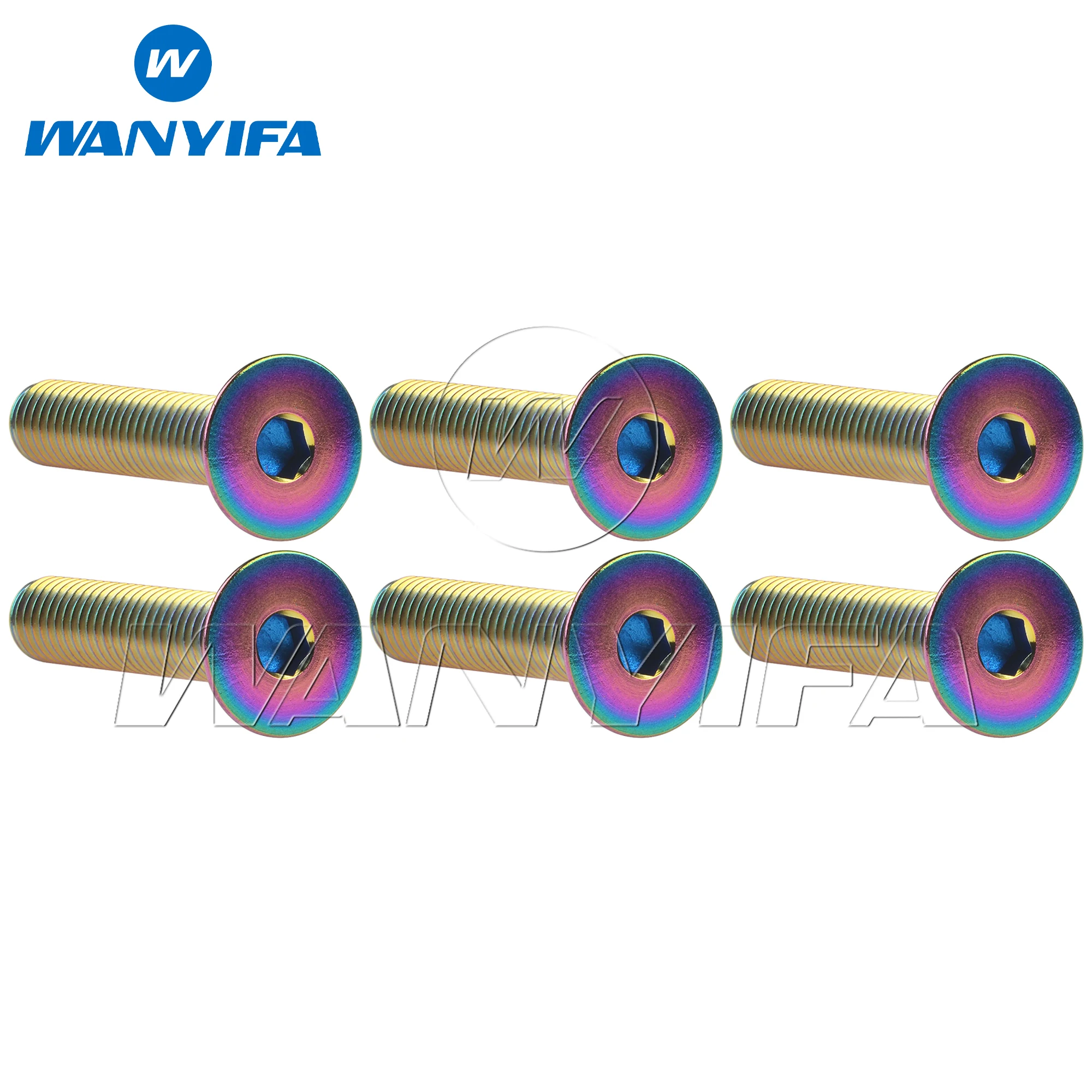 Фото Титановые болты Wanyifa, 6 шт., M5x10, 12, 15, 20, 25, 30 мм, DIN7991, винты с потайной головкой и шестигранной головкой из титанового сплава TC4 Gr5 №5