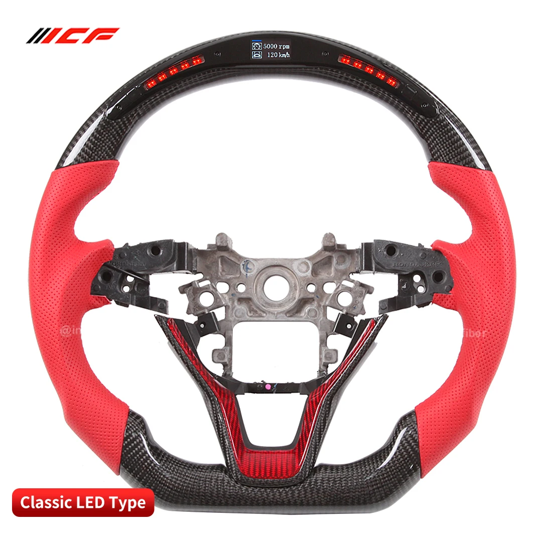 ICF 100% настоящее углеродное волокно светодиодный руль черный гладкая кожа с