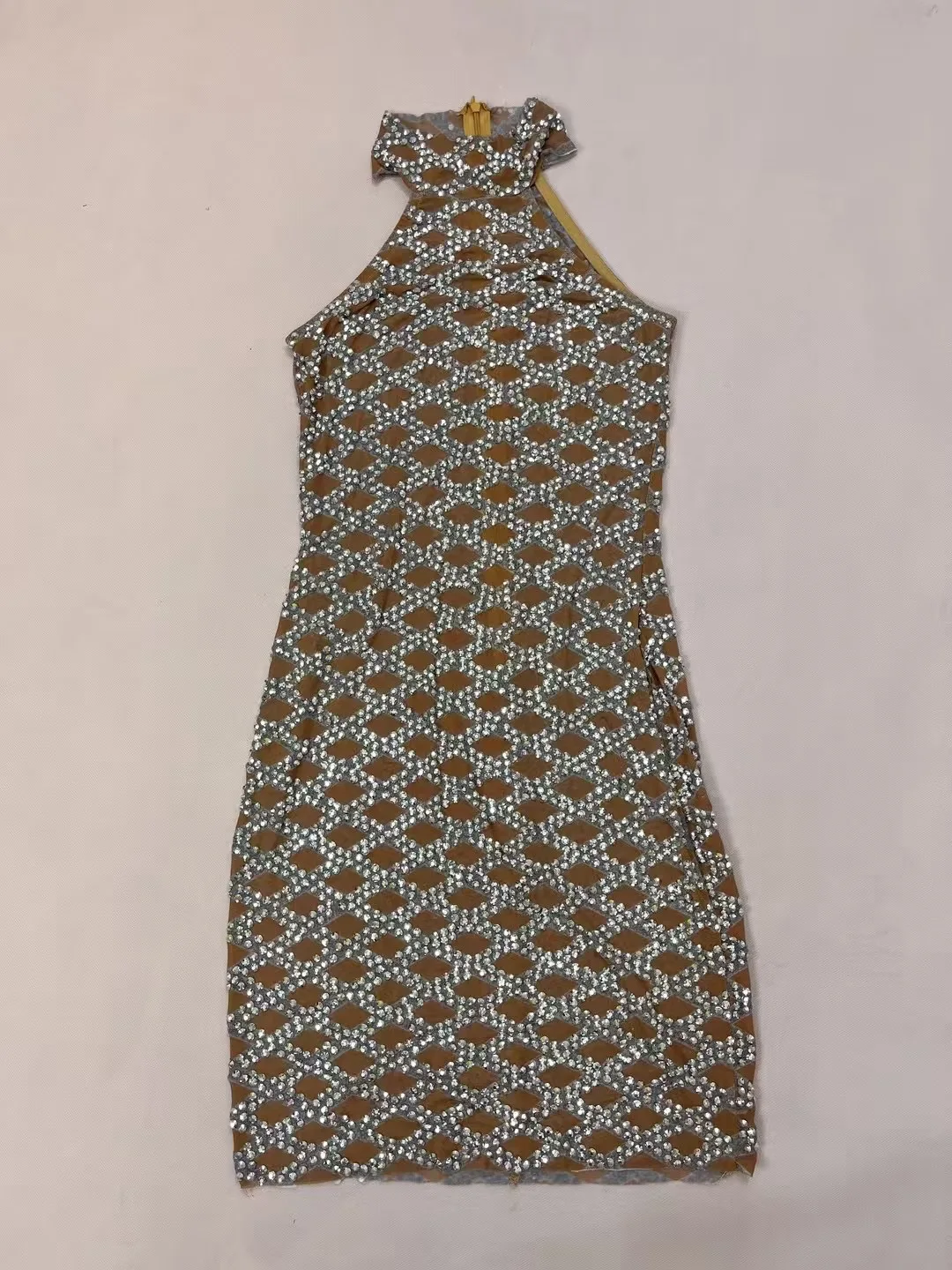 2024 Sexy Sleeveless Mini Dress For Women Diamond Fashion Perspective Nightclub Outfit Stage Costume Evening Party Dresses