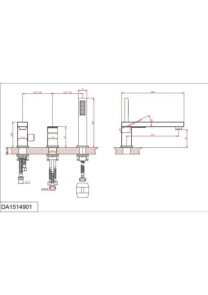 Смеситель D&ampK на борт ванны Bayern.Liszt (DA1514901)