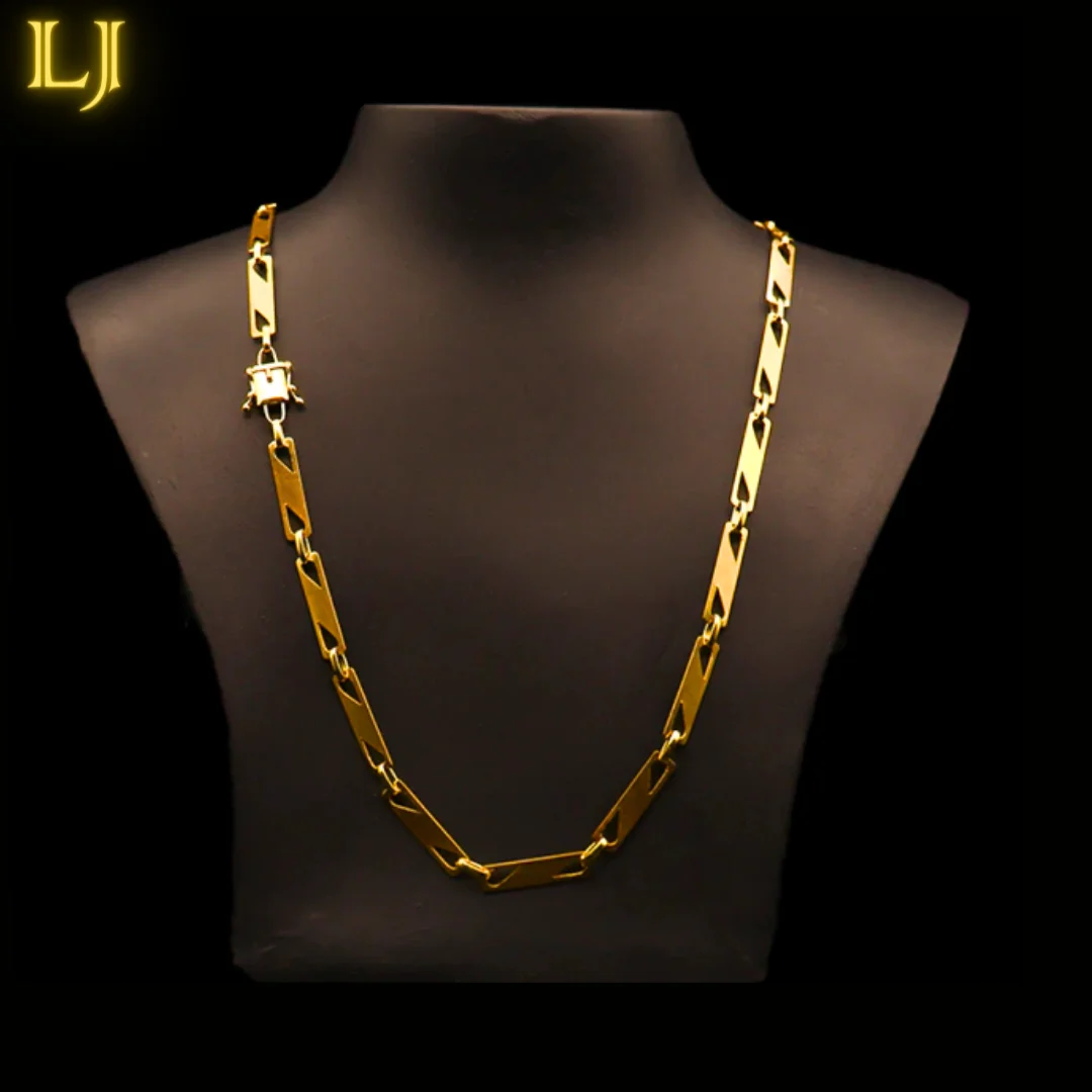 

Men's Old Coin Chain Laminated Hide 6mm Nordic Gold Color Eternal! Identical 18K Gold Shine Chainers