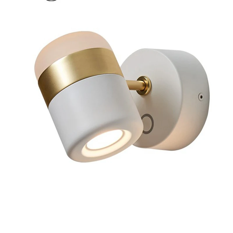 

Nordic LED Indoor Wall Lamps Touch Dimming Wall Light Black White Hotel Aisle Bedroom Bedside Reading Wall Sconce
